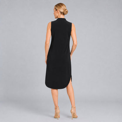 V-Neck Tie Midi Dress - Black | Clara Sunwoo