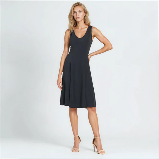 Sleeveless V-Neck Flared Dress - Black | Clara Sunwoo