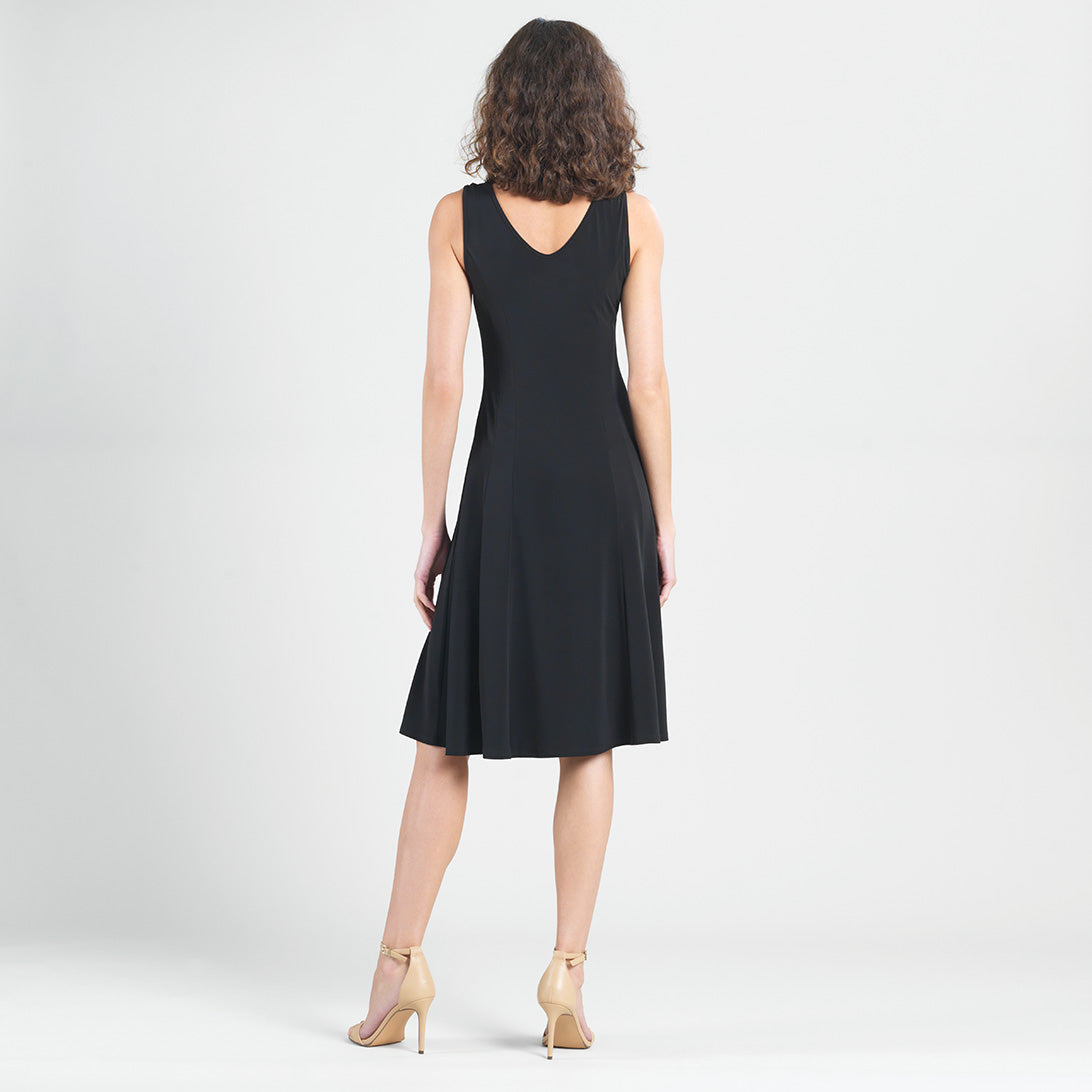 Sleeveless V-Neck Flared Dress - Black | Clara Sunwoo
