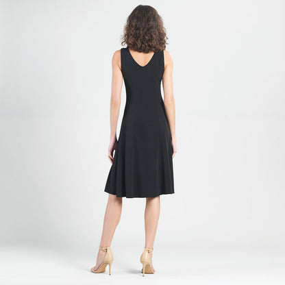 Sleeveless V-Neck Flared Dress - Black | Clara Sunwoo
