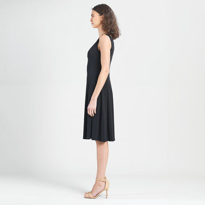 Sleeveless V-Neck Flared Dress - Black | Clara Sunwoo