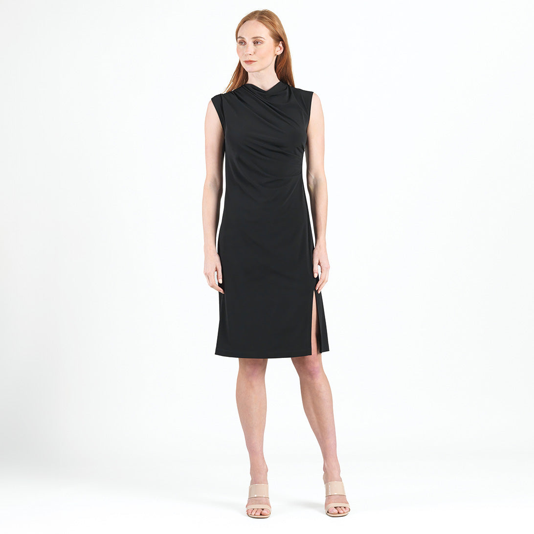 Signature Side Slit Midi Dress - Black | Clara Sunwoo