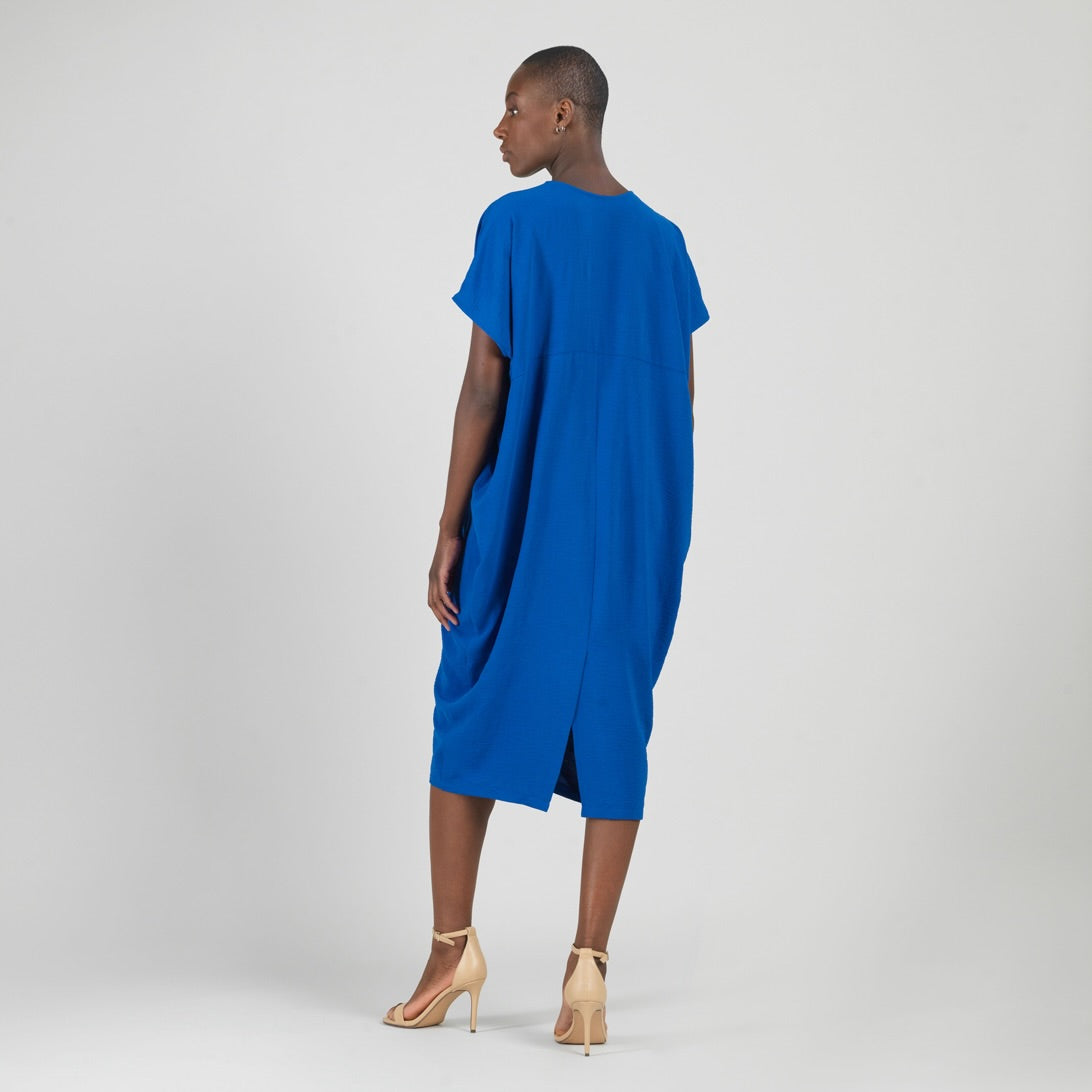 Textured Rayon - Caftan Pocket Dress - Cobalt - Final Sale | Clara Sunwoo