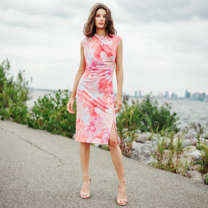 Butter Knit - Side Slit Midi Dress - Sunset Petals - Final Sale | Clara Sunwoo