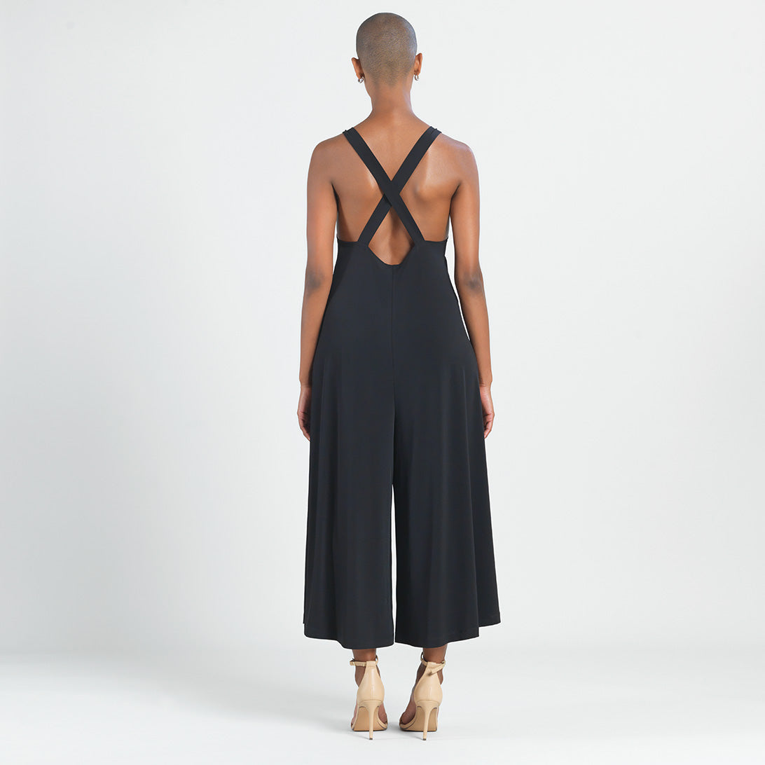 V-Neck Cross Back Jumpsuit - Black - Final Sale | Clara Sunwoo