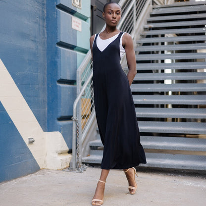 V-Neck Cross Back Jumpsuit - Black - Final Sale | Clara Sunwoo