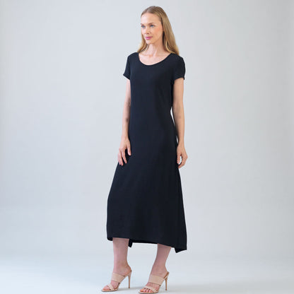 Soft Textured Rayon - Tie Wrap Overlay Midi Dress - Black - Final Sale! | Clara Sunwoo