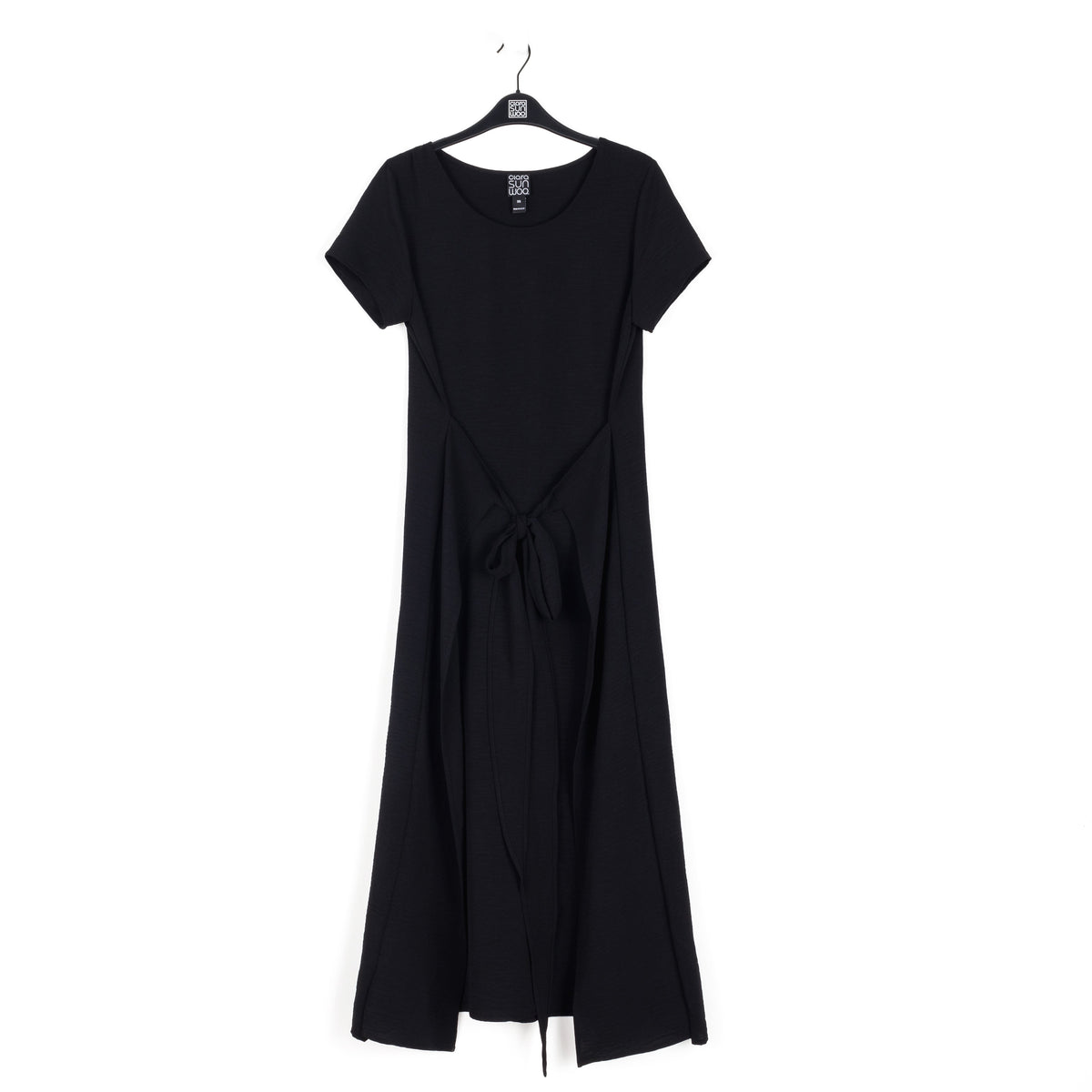 Soft Textured Rayon - Tie Wrap Overlay Midi Dress - Black - Final Sale! | Clara Sunwoo