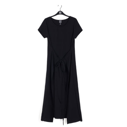 Soft Textured Rayon - Tie Wrap Overlay Midi Dress - Black - Final Sale! | Clara Sunwoo