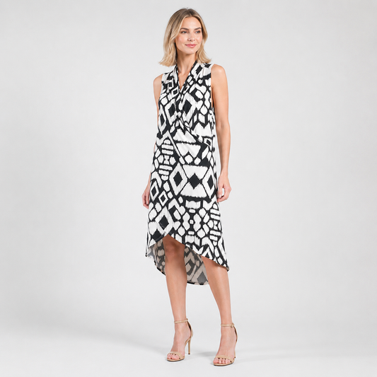 Crinkle Pleat Knit - Crossover Tulip Hem Dress - Aztec - Final Sale! | Clara Sunwoo