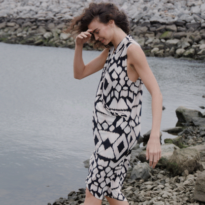 Crinkle Pleat Knit - Crossover Tulip Hem Dress - Aztec - Final Sale! | Clara Sunwoo