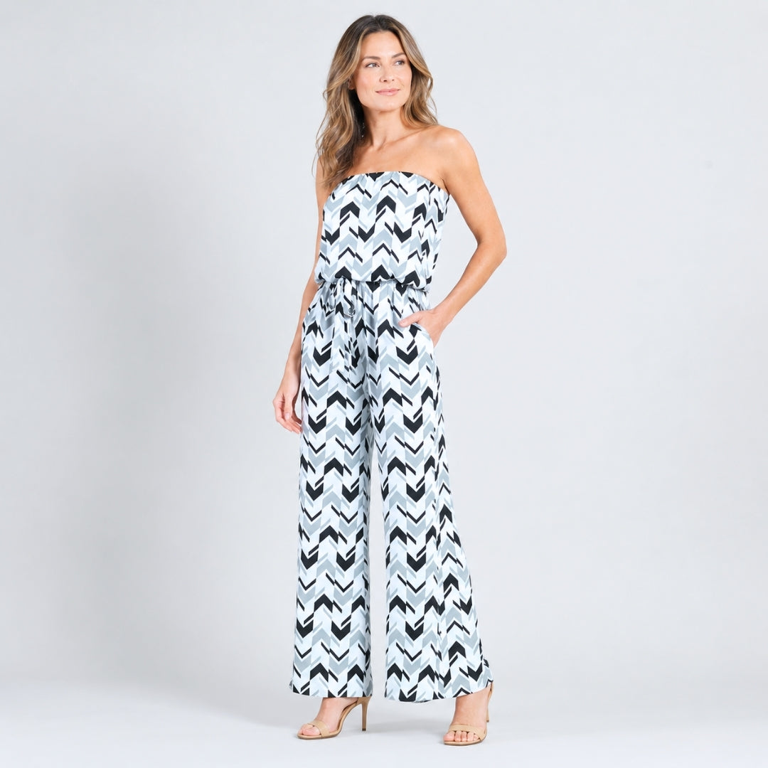 Tube Top Pocket Jumpsuit - Chevron Stripe - Final Sale! | Clara Sunwoo