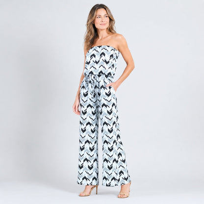 Tube Top Pocket Jumpsuit - Chevron Stripe - Final Sale! | Clara Sunwoo