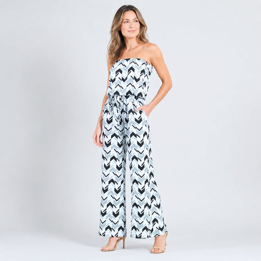 Tube Top Pocket Jumpsuit - Chevron Stripe - Final Sale! | Clara Sunwoo