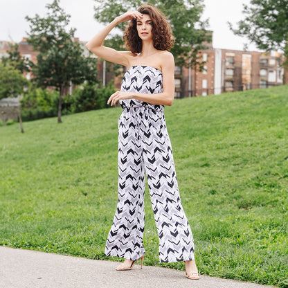 Tube Top Pocket Jumpsuit - Chevron Stripe - Final Sale! | Clara Sunwoo