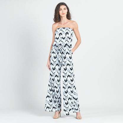 Tube Top Pocket Jumpsuit - Chevron Stripe - Final Sale! | Clara Sunwoo