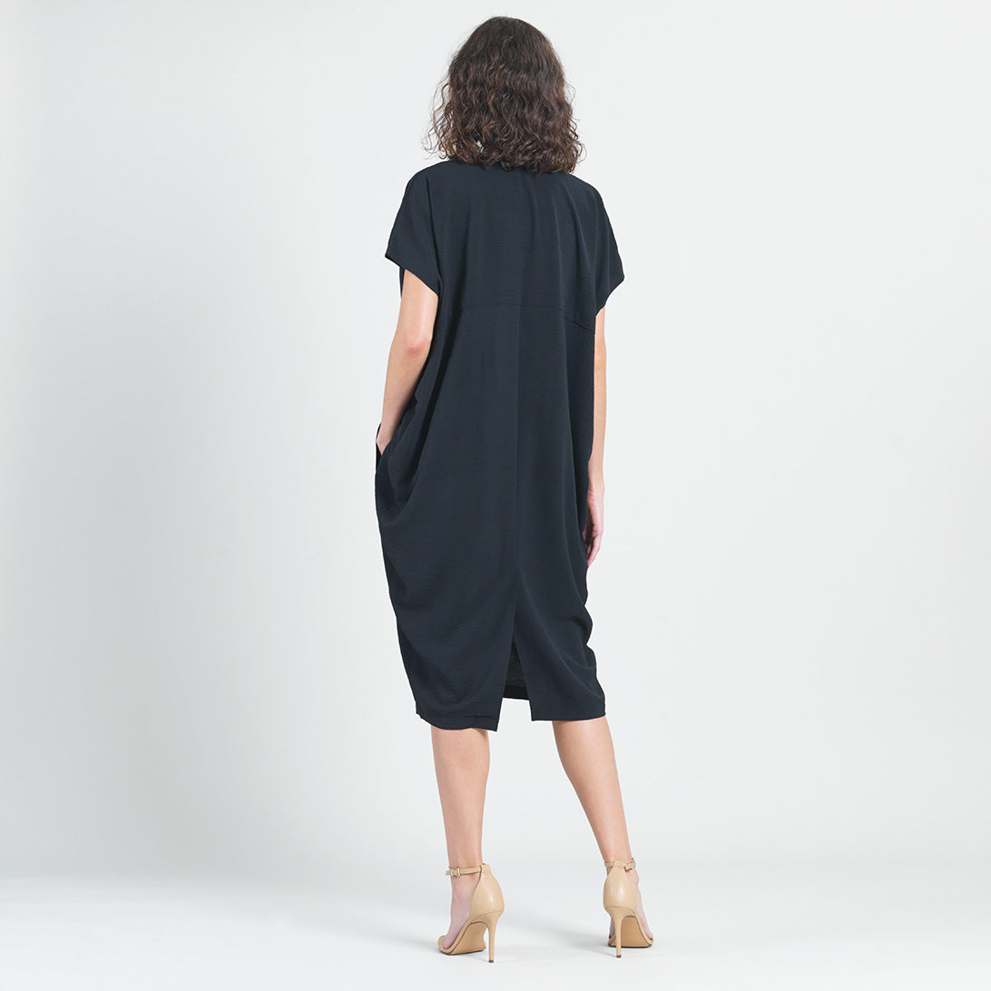 Textured Rayon - Caftan Pocket Dress - Black - Final Sale | Clara Sunwoo