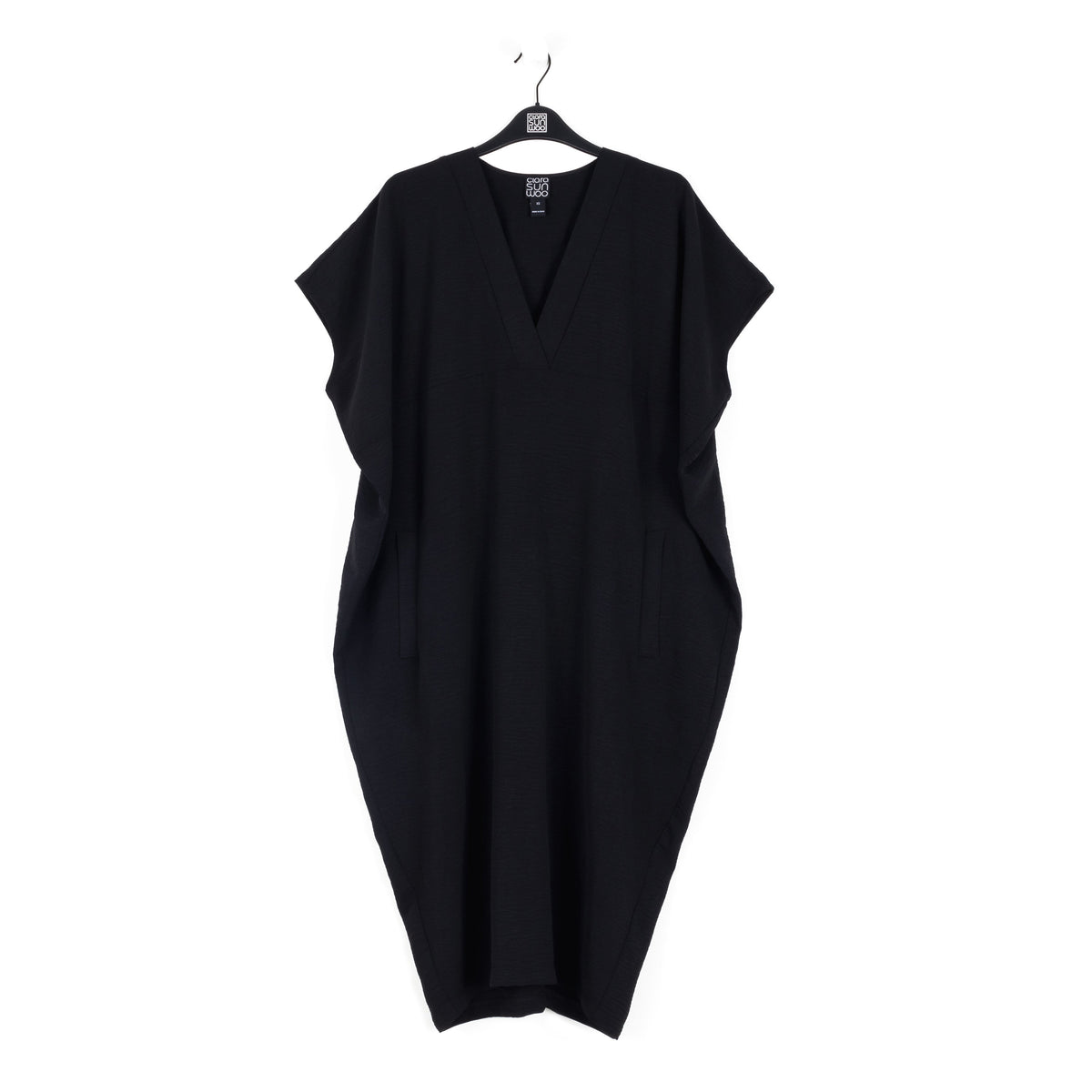 Textured Rayon - Caftan Pocket Dress - Black - Final Sale | Clara Sunwoo