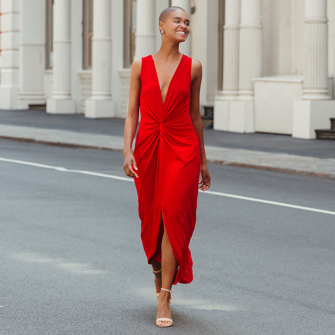 Center Slit Maxi Dress - Red - Final Sale! | Clara Sunwoo