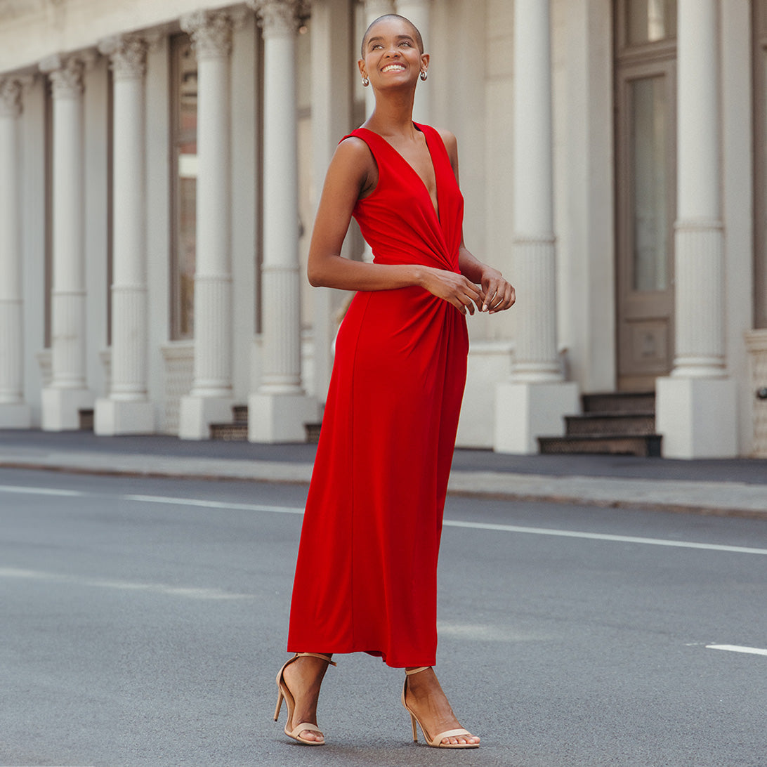 Center Slit Maxi Dress - Red - Final Sale! | Clara Sunwoo