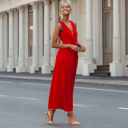 Center Slit Maxi Dress - Red - Final Sale! | Clara Sunwoo