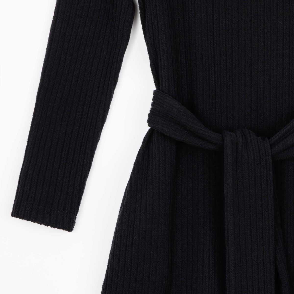 Chunky Ribbed - Tie Waist Pocket Midi Sweater Dress - Black - Final Sale! | Clara Sunwoo