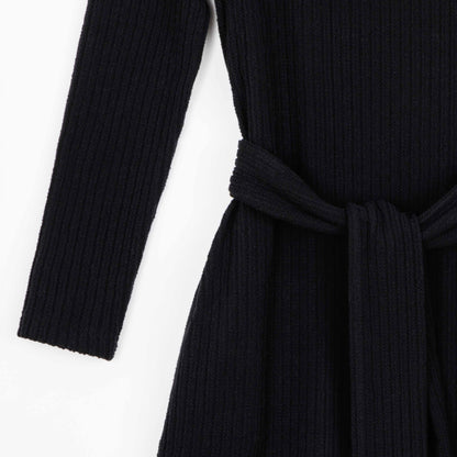 Chunky Ribbed - Tie Waist Pocket Midi Sweater Dress - Black - Final Sale! | Clara Sunwoo