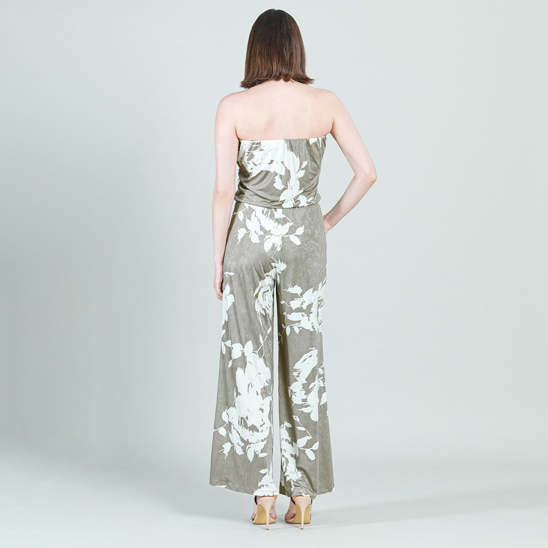 Crush Silk Knit - Tube Top Pocket Jumpsuit - Dreamy Floral-Taupe - Final Sale! | Clara Sunwoo