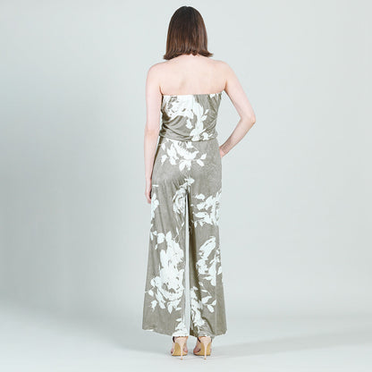 Crush Silk Knit - Tube Top Pocket Jumpsuit - Dreamy Floral-Taupe - Final Sale! | Clara Sunwoo