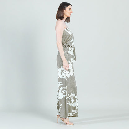 Crush Silk Knit - Tube Top Pocket Jumpsuit - Dreamy Floral-Taupe - Final Sale! | Clara Sunwoo