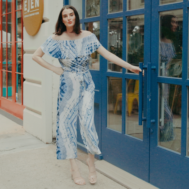 Ruffle Off Shoulder Pocket Jumpsuit - Acid Wash - Final Sale! | Clara Sunwoo