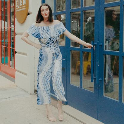 Ruffle Off Shoulder Pocket Jumpsuit - Acid Wash - Final Sale! | Clara Sunwoo