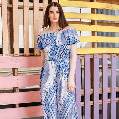 Ruffle Off Shoulder Pocket Jumpsuit - Acid Wash - Final Sale! | Clara Sunwoo