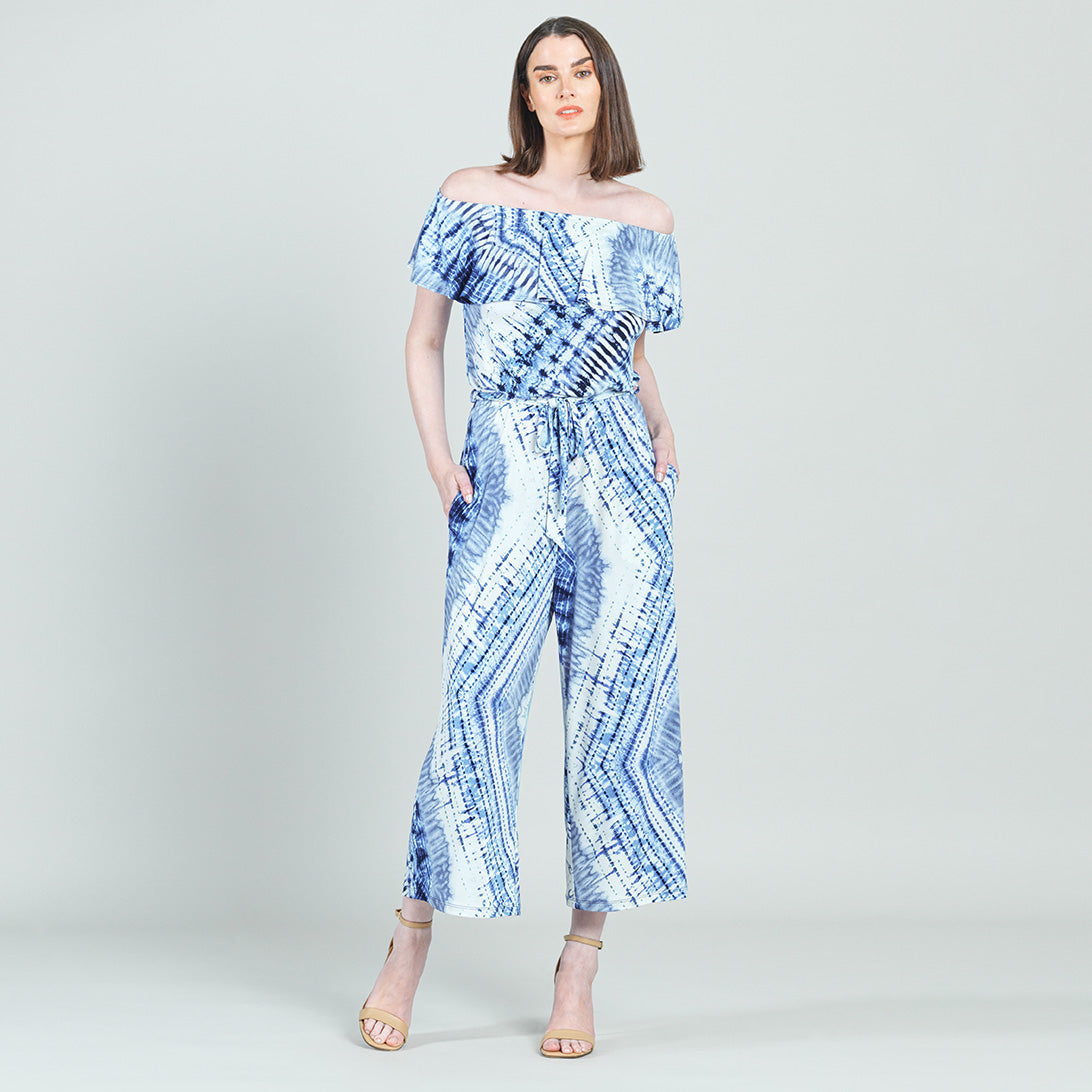 Ruffle Off Shoulder Pocket Jumpsuit - Acid Wash - Final Sale! | Clara Sunwoo