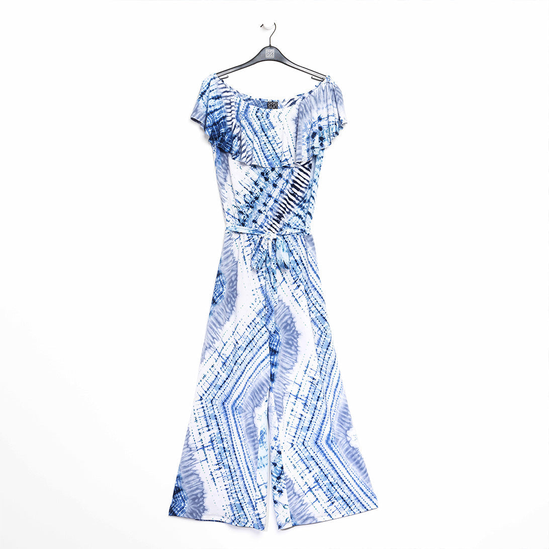 Ruffle Off Shoulder Pocket Jumpsuit - Acid Wash - Final Sale! | Clara Sunwoo