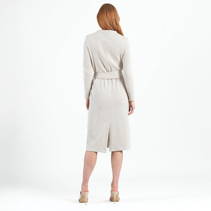 Chunky Ribbed - Tie Waist Pocket Midi Sweater Dress - Sand - Final Sale! | Clara Sunwoo