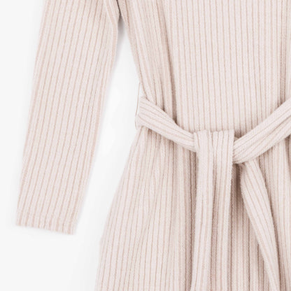 Chunky Ribbed - Tie Waist Pocket Midi Sweater Dress - Sand - Final Sale! | Clara Sunwoo