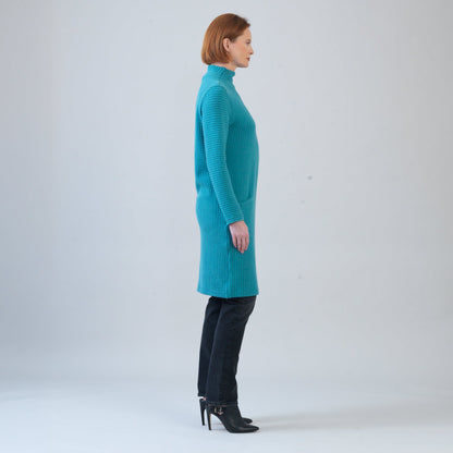 Chunky Ribbed - Tunic Pocket Sweater Dress - Teal - Final Sale! | Clara Sunwoo