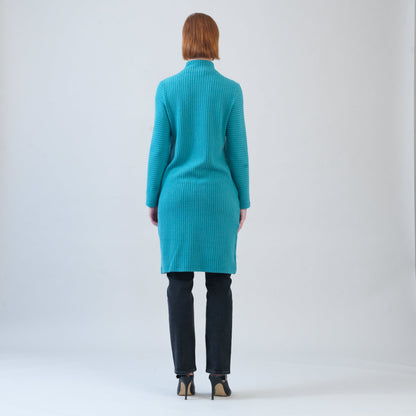 Chunky Ribbed - Tunic Pocket Sweater Dress - Teal - Final Sale! | Clara Sunwoo
