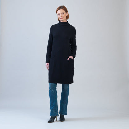 Chunky Ribbed - Tunic Pocket Sweater Dress - Black - Final Sale! | Clara Sunwoo