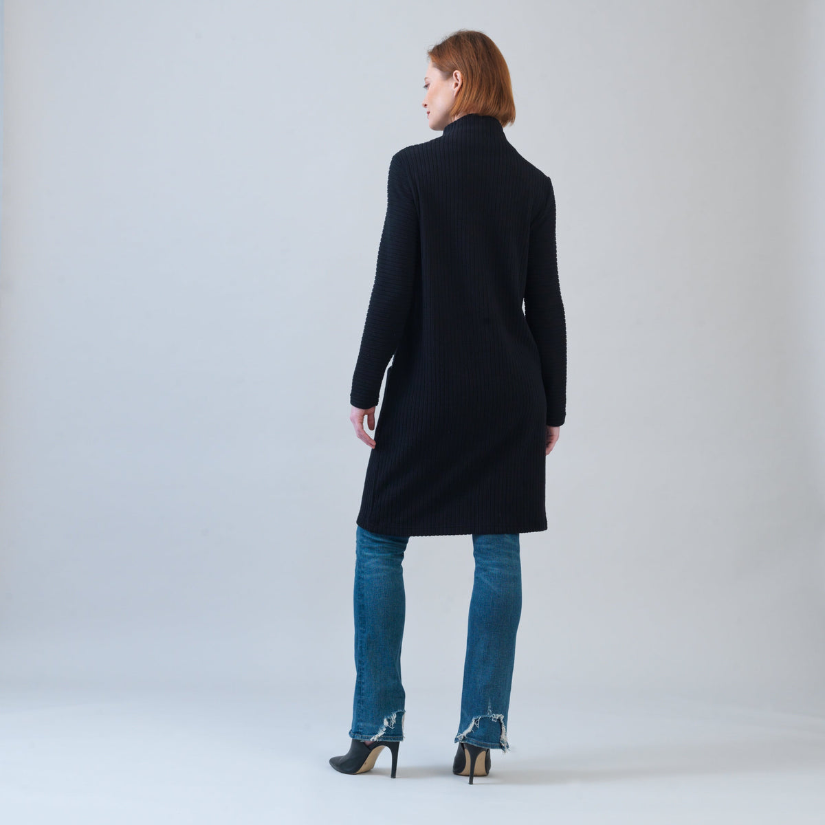 Chunky Ribbed - Tunic Pocket Sweater Dress - Black - Final Sale! | Clara Sunwoo
