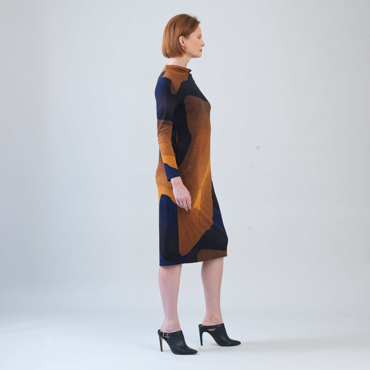 Tie Waist Pocket Midi Dress - Tan Watercolor - Final Sale! | Clara Sunwoo