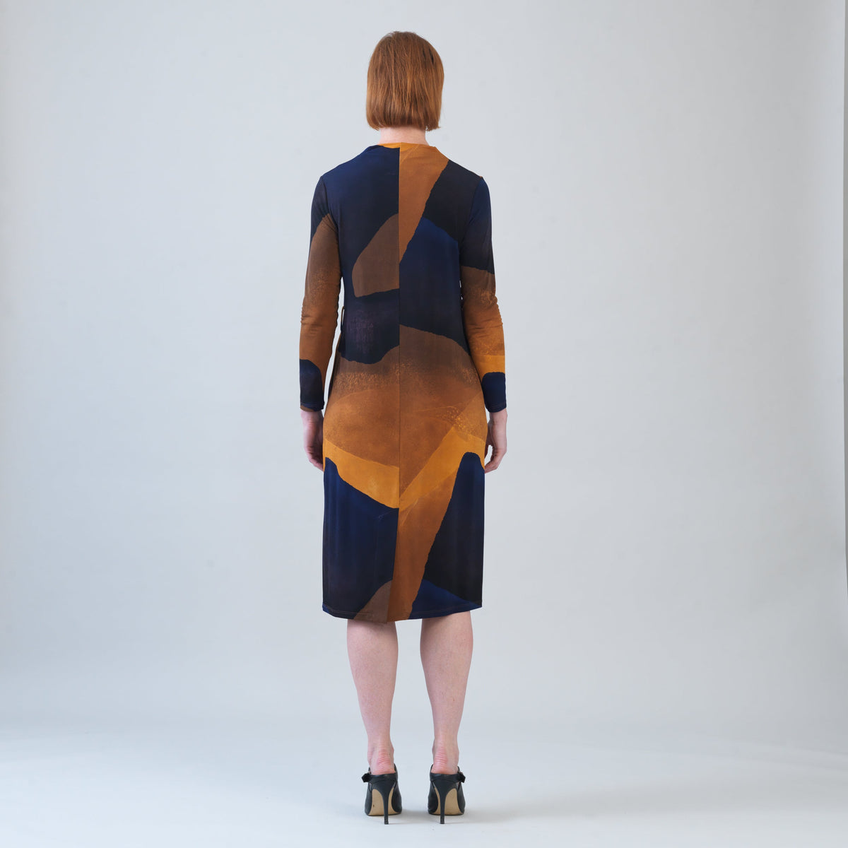 Tie Waist Pocket Midi Dress - Tan Watercolor - Final Sale! | Clara Sunwoo