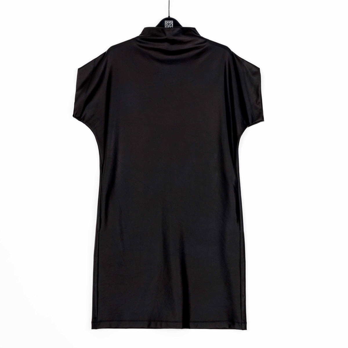 Liquid Leather™ - High Neck Tunic Pocket Dress - Black - Final Sale! | Clara Sunwoo