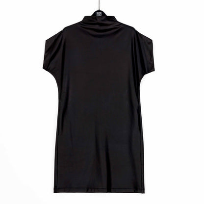 Liquid Leather™ - High Neck Tunic Pocket Dress - Black - Final Sale! | Clara Sunwoo