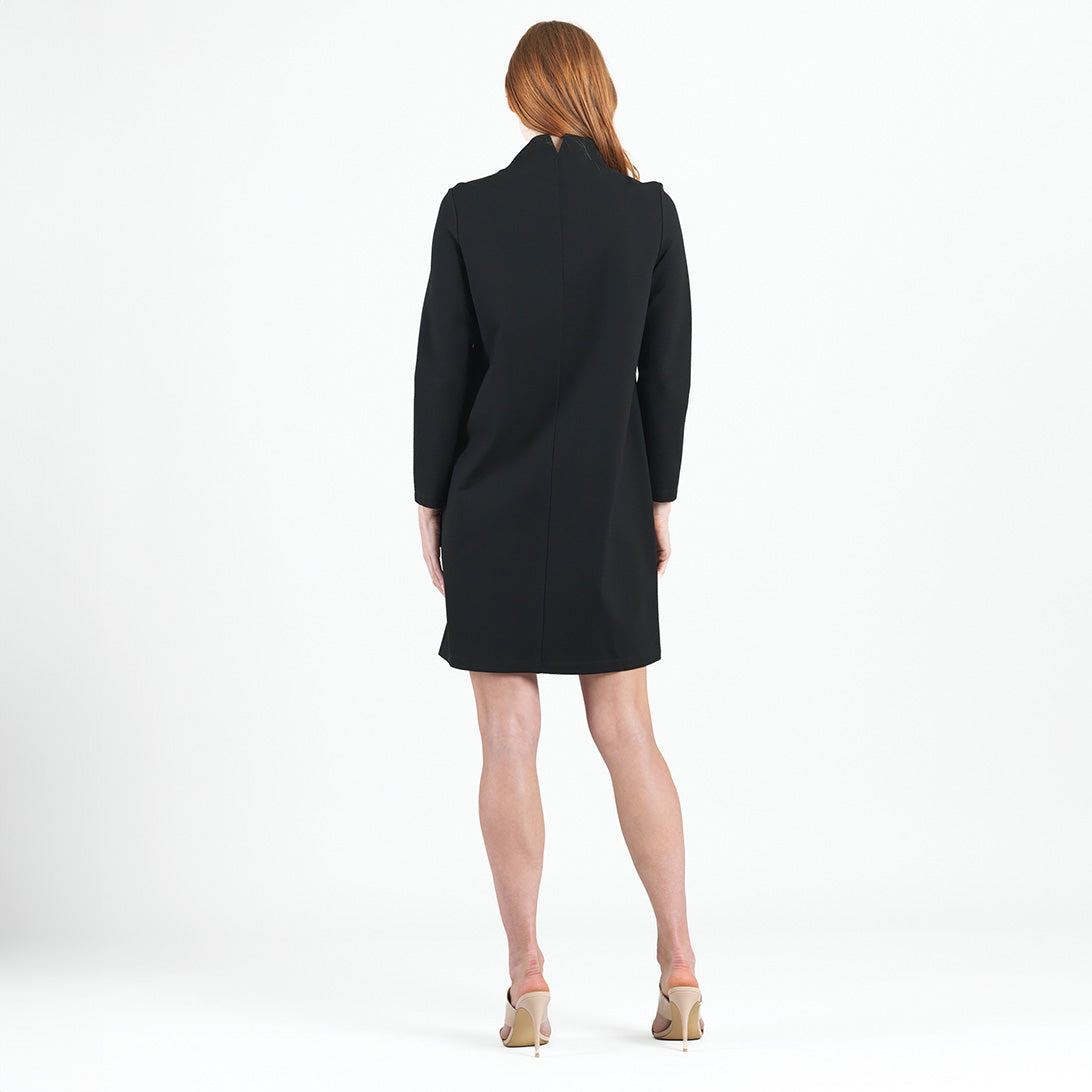 Ponte Knit - Funnel Neck Tunic Sweater Dress - Black - Final Sale! | Clara Sunwoo