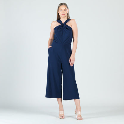Grecian Halter Pocket Jumpsuit - Navy - Final Sale! | Clara Sunwoo