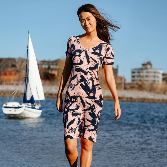 Back Keyhole Dress - Splash Stroke - Final Sale! | Clara Sunwoo