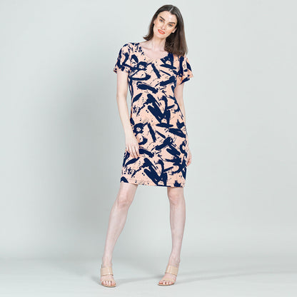 Back Keyhole Dress - Splash Stroke - Final Sale! | Clara Sunwoo