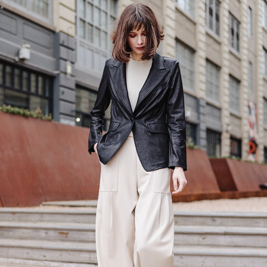 Liquid Leather™ Signature Pocket Blazer - Black | Clara Sunwoo